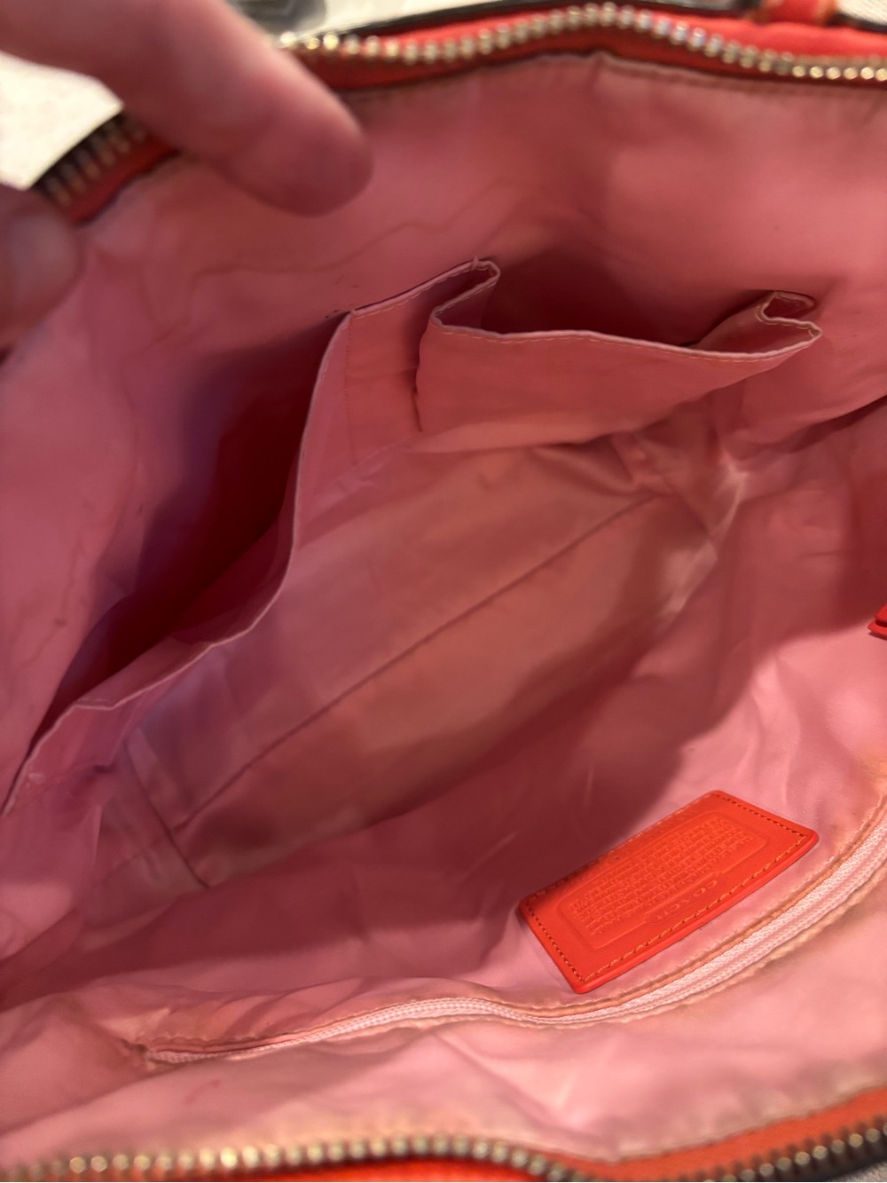 LOW START!🔥Coach Orange Patent Leather Tote with Signature Charm - Picture 4 of 13